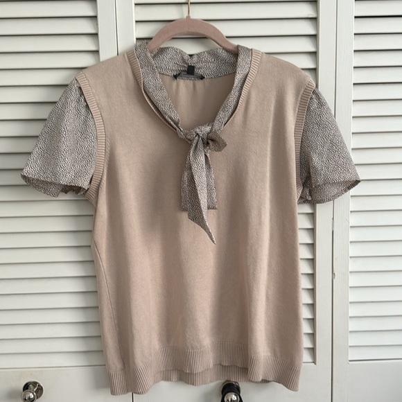 Adrianna Papell hammer satin tie neck sweater - Picture 2 of 8